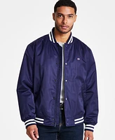 Champion Men's Classic Logo Striped-Trim Varsity Jacket