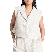 Eloquii Plus Size Tweed Cropped Vest