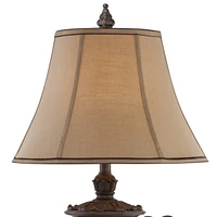 Regency Hill Traditional Style Table Lamp 31.5" Tall Bronze Brown Crackle Iron Metal Urn Faux Silk Bell Fabric Shade Decor for Living Room Bedroom Hou