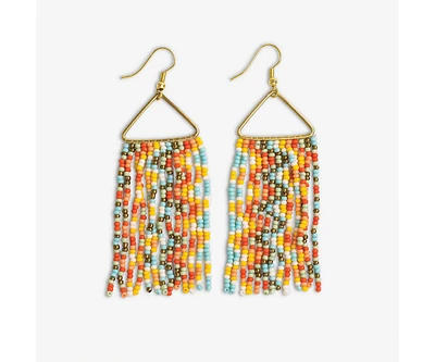 Ink + Alloy Whitney Patchwork Beaded Fringe Earrings Jaipur