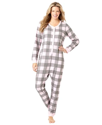 Dreams & Co. Plus Size Holiday Print Onesie Pajama