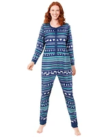 Dreams & Co. Plus Holiday Print Onesie Pajama