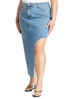 Eloquii Women's High Low Asym Hem Denim Skirt