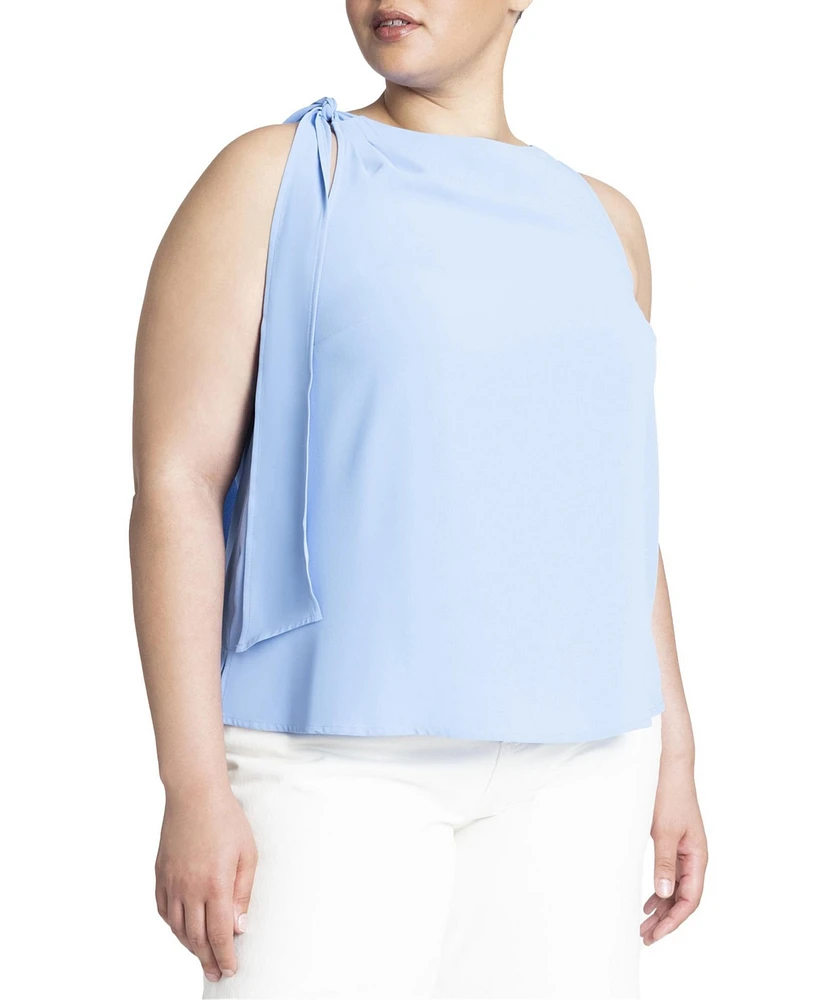 Eloquii Plus Shoulder Tie Boat Neck Top