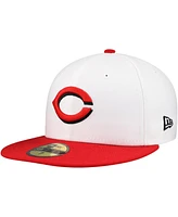 New Era Men's White/Red Cincinnati Reds Major Sidepatch 59FIFTY Fitted Hat