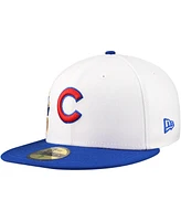 New Era Men's White/Royal Chicago Cubs Major Sidepatch 59FIFTY Fitted Hat