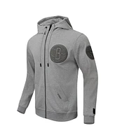 Pro Standard Men's Heather Gray Brooklyn Nets Triple Tonal Dk Full-Zip Hoodie Jacket