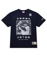 Mitchell & Ness Men's Derek Jeter Navy New York Yankees Cooperstown Collection Heavyweight Premium Player Vintage-like Logo T-Shirt