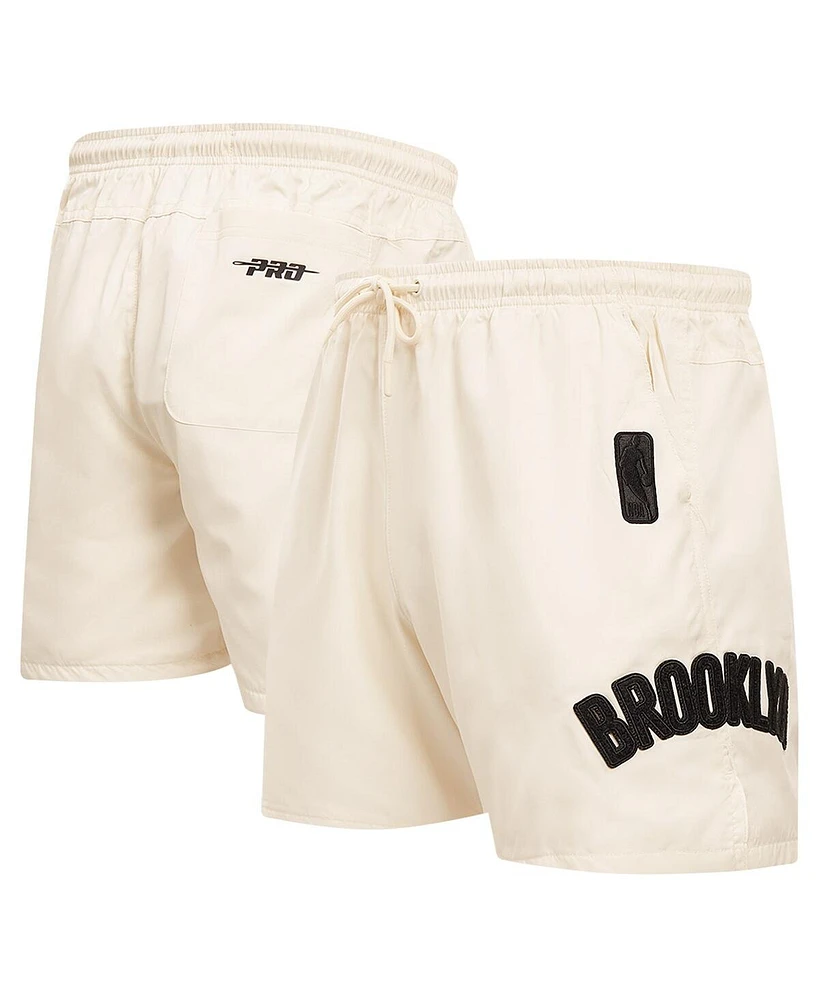 Pro Standard Men's Cream Brooklyn Nets Triple Tonal Woven Shorts