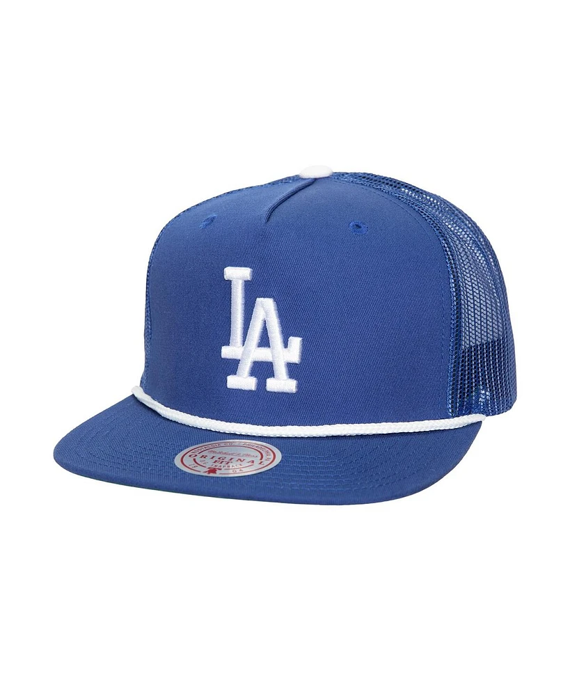 Mitchell Ness Men's Royal Los Angeles Dodgers Rope Trucker Snapback Hat