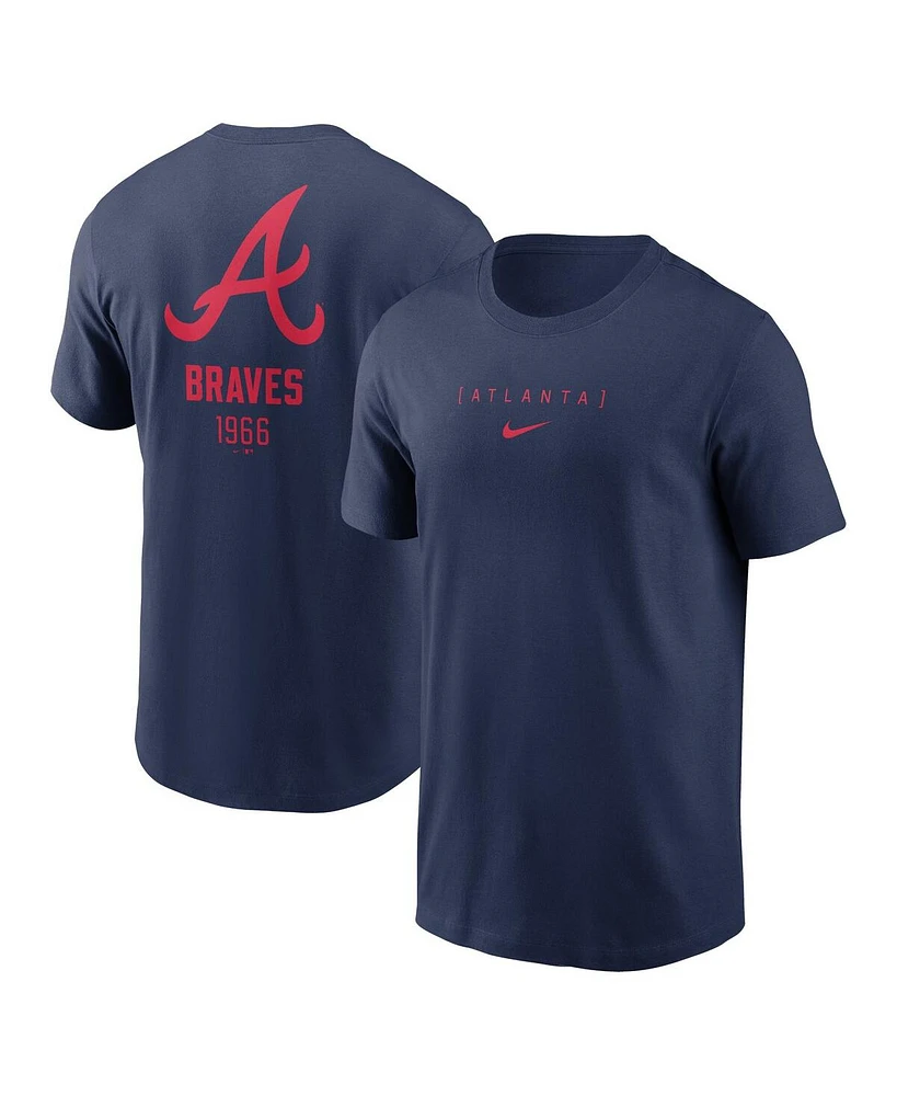 Nike Men's Navy Atlanta Braves Large Logo Back Stack T-Shirt