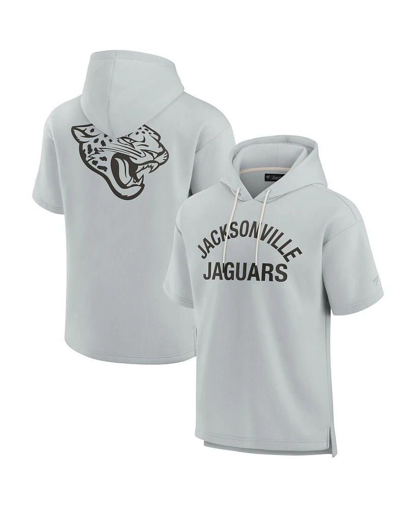 Fanatics Signature Men's and Women's Gray Jacksonville Jaguars Elements Super Soft Fleece Short Sleeve Pullover Hoodie