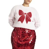 Eloquii Plus Size Bow Intarsia Sweater