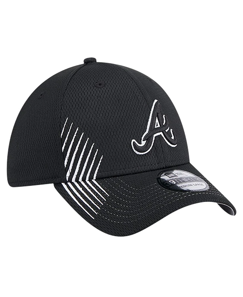 New Era Men's Black Atlanta Braves Active Dash Mark 39THIRTY Flex Hat