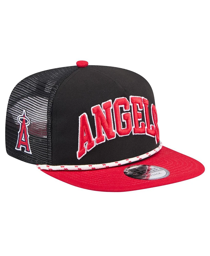 New Era Men's Black Los Angeles Angels Throwback Meshback Golfer Hat