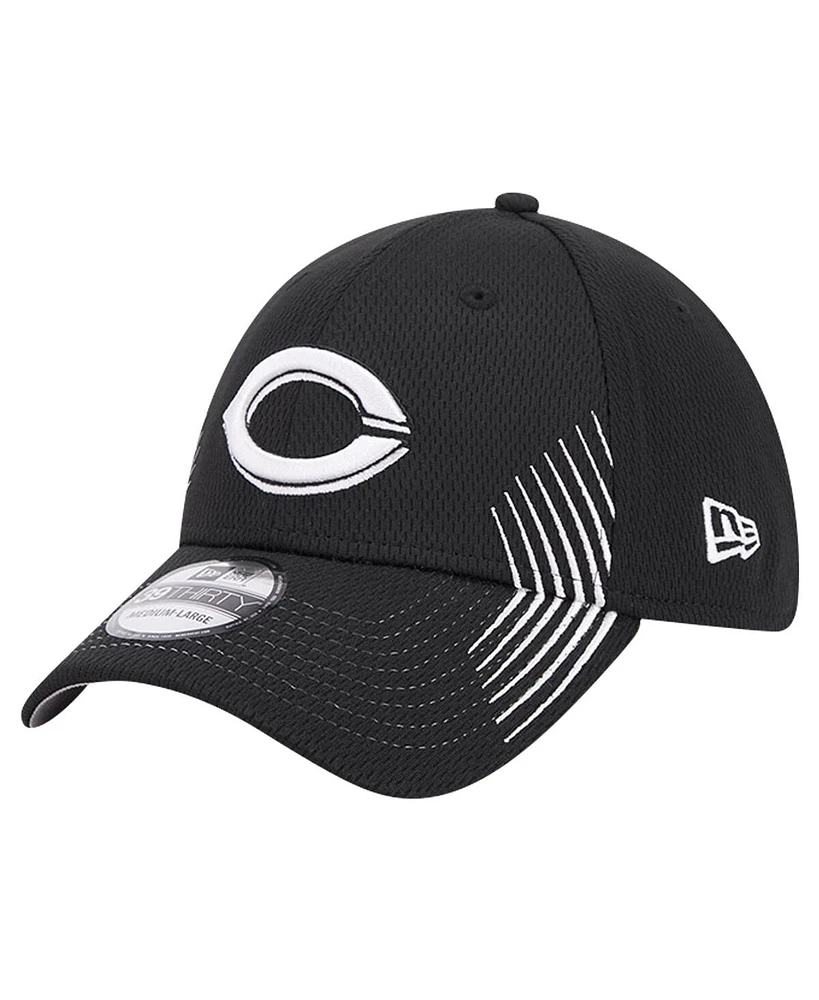 New Era Men's Black Cincinnati Reds Active Dash Mark 39THIRTY Flex Hat