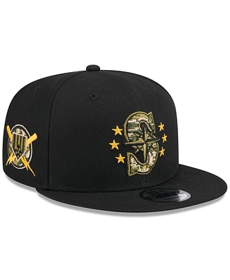New Era Men's Black Seattle Mariners 2024 Armed Forces Day 9FIFTY Snapback Hat