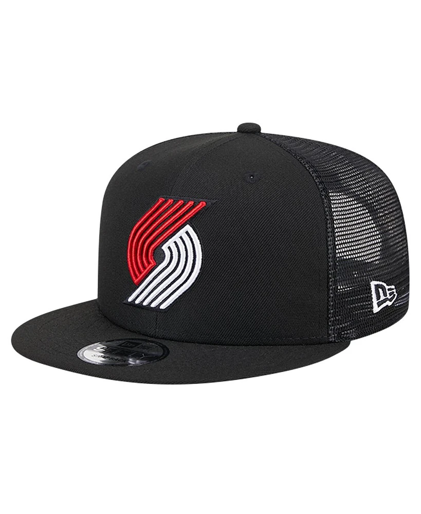 New Era Men's Black Portland Trail Blazers Evergreen Meshback 9FIFTY Snapback Hat