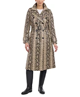 Bcbgmaxazria Women's Faux-Leather Snakeskin-Print Trench Coat