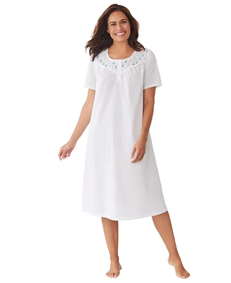 Only Neccessities Plus Size Only Necessities Short-Sleeve Embroidered Woven Gown