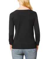 Melissa Paige Women's Boat-Neck Ribbed-Trim 3/4-Sleeve Sweater