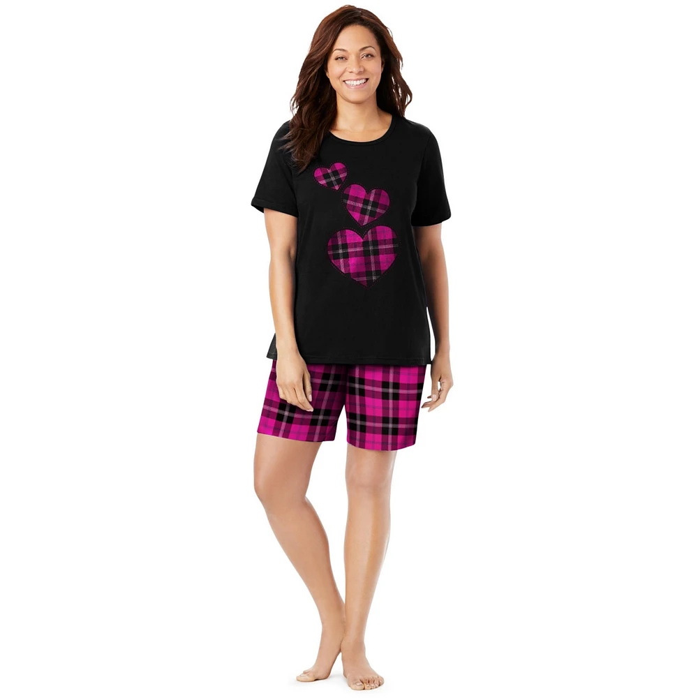 Dreams & Co. Women's Plus Knit Pj Short Set