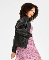 Madden Girl Juniors' Faux-Leather Dad Jacket