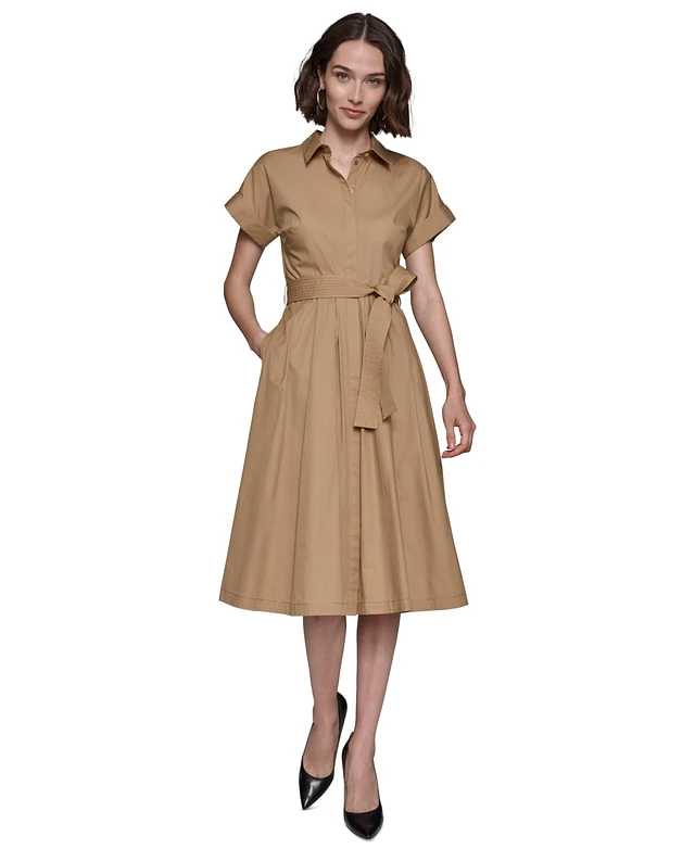 karl lagerfeld poplin shirt dress Karl Lagerfeld Paris BACK PLEATED POPLIN SHIRT DRESS 138.00