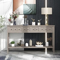 60" Rustic Console Table with Drawers & Shelf
