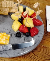 Rsvp International Grey Marble 10" Diameter Cheese Board Knife Set