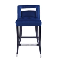 Suede Velvet Barstool With Nailheads Living Room Chair 2 Pcs Set - 30 Inch Seater Height