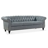 Simplie Fun 84.65" Rolled Arm Chesterfield 3 Seater Sofa