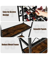 Industrial Floor Wine Rack with 3 Rows of Stemware Racks