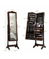 Sugift 14 Led Jewelry Armoire Cabinet with Full Length Mirror and 4 Tilting Angles