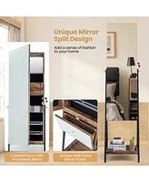 Sugift Lockable Freestanding Jewelry Organizer with Full-Length Frameless Mirror