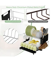 2-Tier Detachable Dish Drying Rack with Cutlery Holder