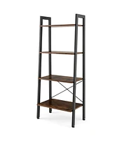 Costway 4-Tier Bookshelf Industrial Display Storage Shelf Plant Flower Stand Metal Frame