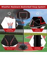 Costway 5.5-7.5FT Adjustable Portable Basketball Goal System with Shatterproof Backboard