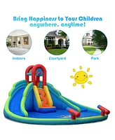 Costway Inflatable Bounce House Kids Water Splash Pool Dual Slides without Blower