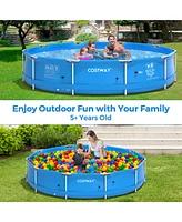 Costway Round Above Ground Swimming Pool Patio Frame W/ Cover Iron