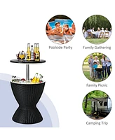 8 Gallon 3 1 Patio Rattan Cooler Bar Table Adjust Ice Bucket