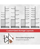 7-Tier Ball Storage Rack with 7 Removable Hanging Rods & Side Ball Basket