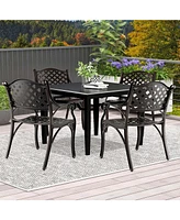 2 Pcs Cast Aluminum Patio Chairs Set of All Weather Outdoor Dining with Armrests