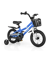 Costway 14" Kid s Bike with Removable Training Wheels & Basket for 3-5 Years Old