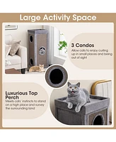 Costway 4-Story Cat House 39'' Cat Condo with Scratching Posts & 4 Soft Plush Cushions