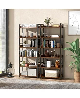 Costway 6-Tier Bookshelf Open Display Shelves Storage Rack Metal Frame