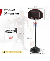 Costway 5.5-7.5FT Adjustable Portable Basketball Goal System with Shatterproof Backboard