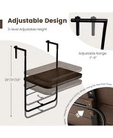 Folding Hanging Table Outdoor Railing Table with 3-Level Adjustable Height