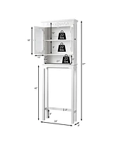 Over The Toilet Bathroom Space Saver Carved Top Toilet Rack w/ Adjustable Shelf