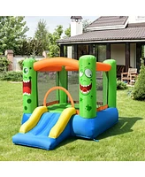 Costway Inflatable Bounce House Jumper Castle Kids Playhouse w/ Basketball Hoop & Slide